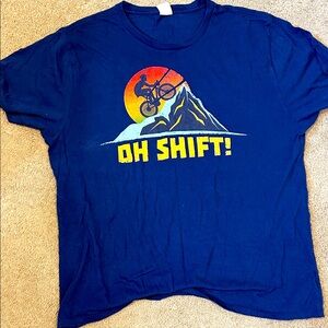 Oh Shift Blue Graphic Men's bike t shirt. Size XL